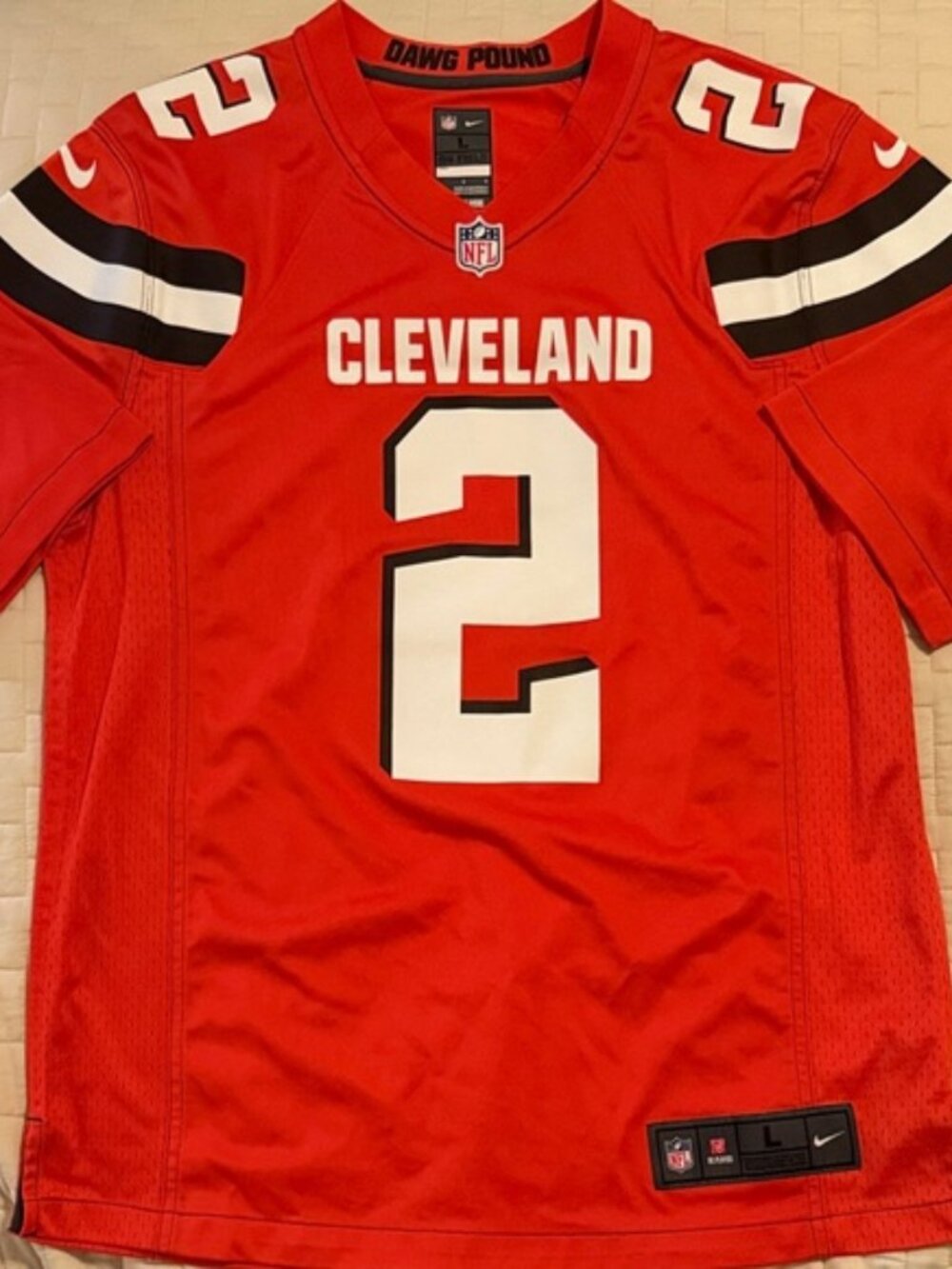 Nike men’s On Field Johnny Manziel Cleveland Browns orange and white Jersey. L - Picture 1 of 4